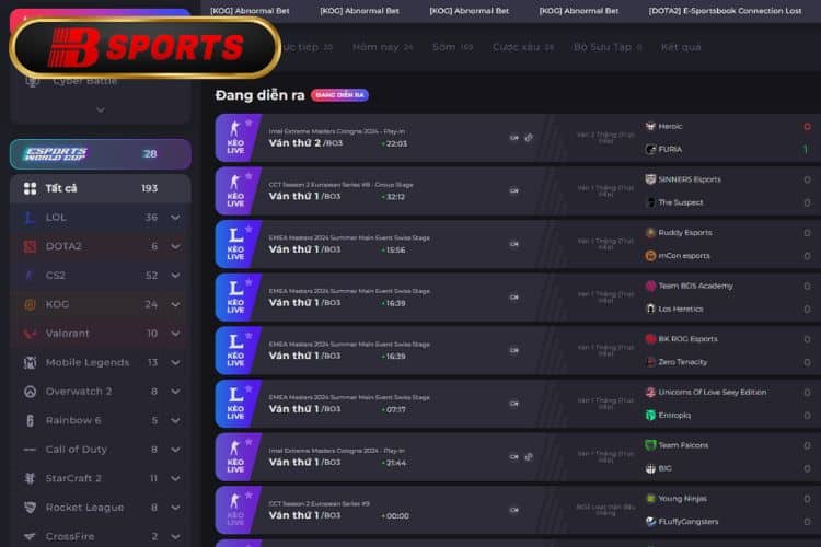 Sảnh IM Esports lâu đời bậc nhất làng cá cược thể thao điện tử