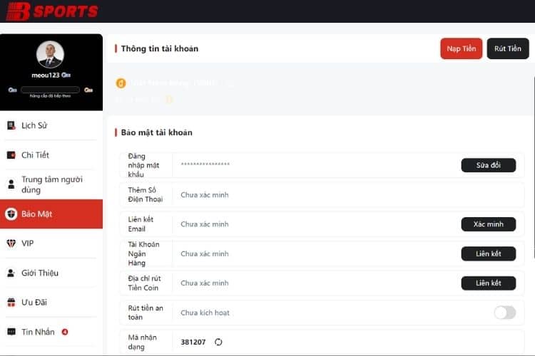 Nhập đủ thông tin để có thể rút tiền