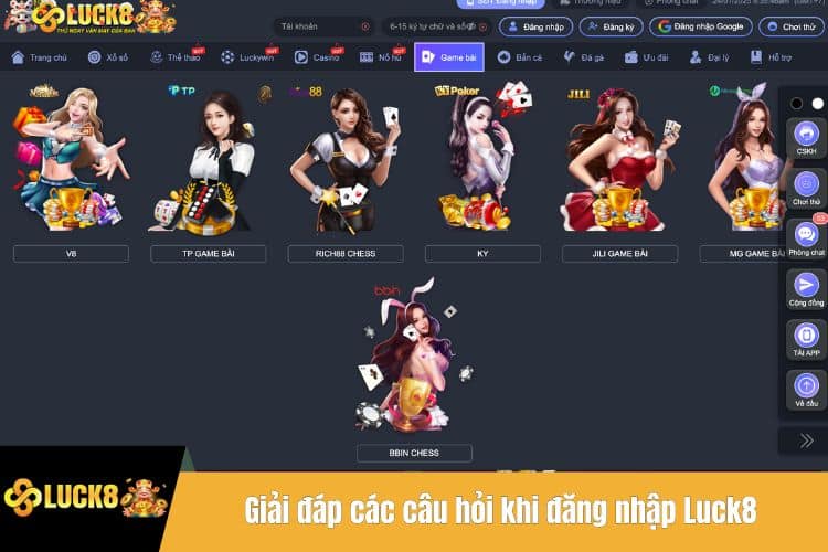 Giải đáp các câu hỏi khi đăng nhập Luck8